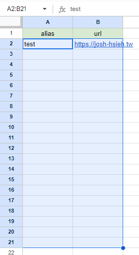 Google sheet range